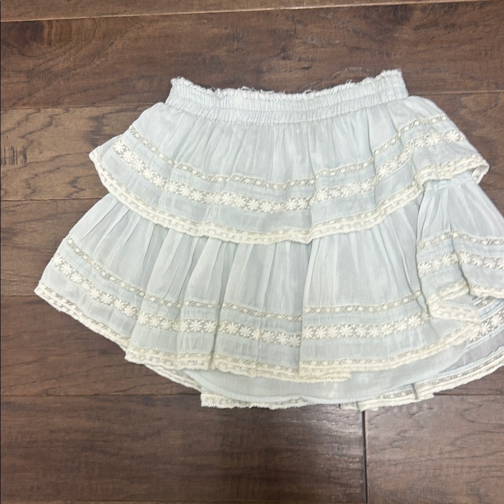 LoveShackFancy Soft Blue Gathered Skirt